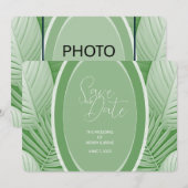 Tropische groene trouwfoto QR-code save the date (Voorkant / Achterkant)