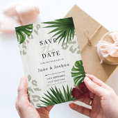 Tropische groene trouwkaart 'Save the Date' Kaart