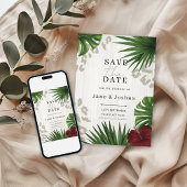 Tropische groene trouwkaart 'Save the Date' Kaart