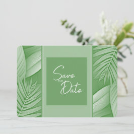 Tropische groene trouwkaart Save The Date uitnodig