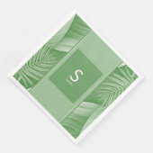 Tropische Groene Trouwmonogram Papier Servet (Hoek)