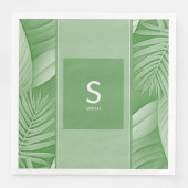 Tropische Groene Trouwmonogram Papier Servet (Voorkant)