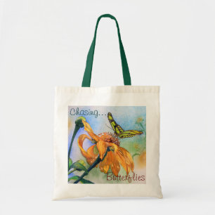 Tropische groene vlinderWaterverf Tote Bag