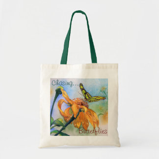 Tropische groene vlinderWaterverf Tote Bag