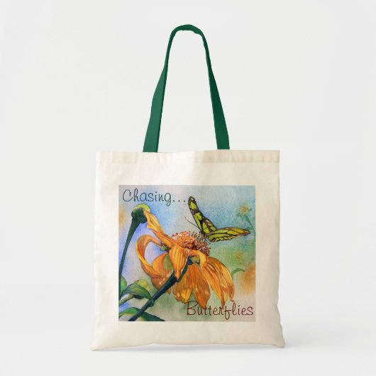 Tropische groene vlinderWaterverf Tote Bag (Voorkant)
