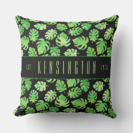 Tropische Groene Waterverf Bladeren met Familienaa Buitenkussen