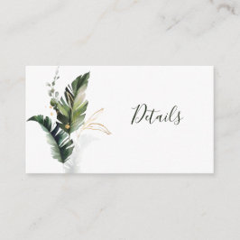 Tropische groene Waterverf loof bruiloft details Informatiekaartje