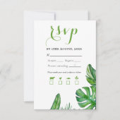 Tropische groene Waterverf Monstera Leaves RSVP Kaartje (Voorkant)