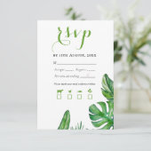 Tropische groene Waterverf Monstera Leaves RSVP Kaartje (Staand voorkant)