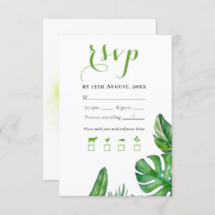 Tropische groene Waterverf Monstera Leaves RSVP Kaartje