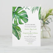 Tropische groene Waterverf Monstera Leaves Wedding Kaart (Staand voorkant)