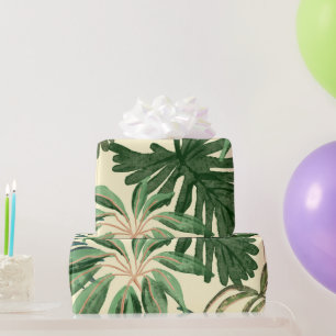 Tropische Groene Waterverf Monstera & Palm Leaves Cadeaupapier