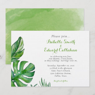 Tropische groene Waterverf palm Leaves Wedding Kaart