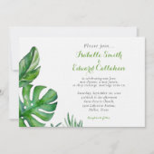 Tropische groene Waterverf palm Leaves Wedding Kaart (Voorkant)
