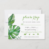 Tropische groene Waterverf palm Leaves Wedding RSV RSVP Kaartje (Voorkant)