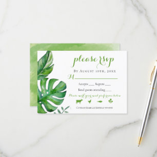Tropische groene Waterverf palm Leaves Wedding RSV RSVP Kaartje