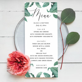 Tropische groene wedding. Waterverf botanisch Menu