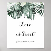 Tropische groene witte bloemenliefde is zoete teke poster (Voorkant)