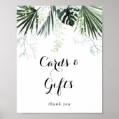 Tropische groene witte bloemkaarten en -cadeaus  poster (Voorkant)