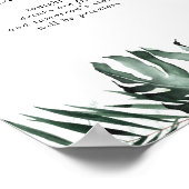 Tropische groene witte Floral Wedding Open Bar Poster (Hoek)