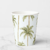 Tropische groene witte palmbomen bruidsdouche papieren bekers (Achterkant)
