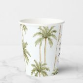 Tropische groene witte palmbomen bruidsdouche papieren bekers (Rechts)