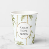 Tropische groene witte palmbomen bruidsdouche papieren bekers (Voorkant)