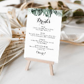 Tropische groene witte trouwdranken menu bord poster