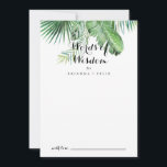 Tropische Groene Woorden van het Wisdom van de bes Advieskaart<br><div class="desc">Deze tropische groene trouwwoorden van wijsheidsadviezen zijn perfect voor een moderne bruiloft. Het ontwerp is voorzien van handbeschilderde waterverf groene palm en bananenbladeren die goed in mooie bouquets zijn gerangschikt. Deze kaarten zijn perfect voor een bruiloft, vrijgezellenfeest, baby shower, graduatiedag en nog veel meer. Pas de kaarten aan met de...</div>