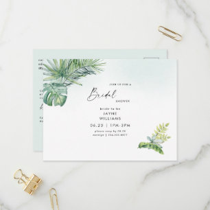 Tropische groene zee glas bruidsdouche   uitnodiging briefkaart