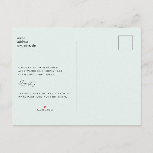 Tropische groene zee glas bruidsdouche   uitnodiging briefkaart (Achterkant)