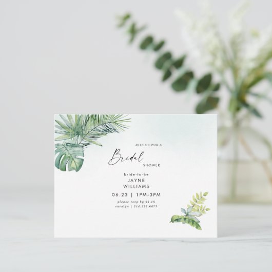 Tropische groene zee glas bruidsdouche   uitnodiging briefkaart (Staand voorkant)