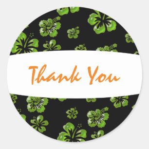 Tropische groene zwarte hibiscus bloem sticker
