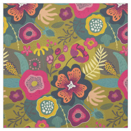 Tropische Groenen Abstracte Bloemen Stof