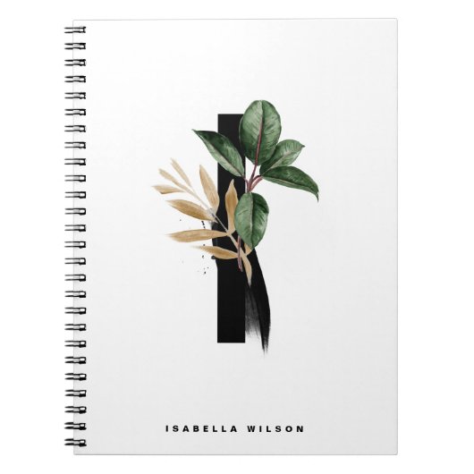 Tropische groenerbrief I Monogram gepersonaliseerd Notitieboek (Voorkant)