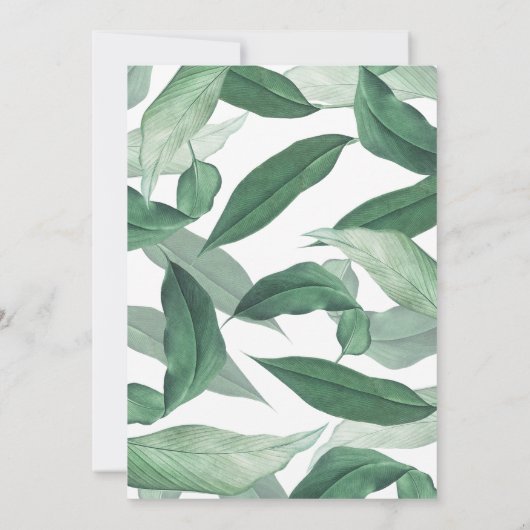 Tropische groenery bruiloft. Waterverf botanisch Kaart (Achterkant)