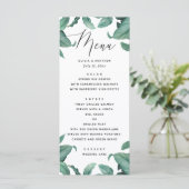Tropische groenery bruiloft. Waterverf botanisch Menu (Staand voorkant)