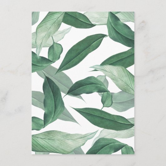 Tropische groenery bruiloft. Waterverf botanisch Menu (Achterkant)