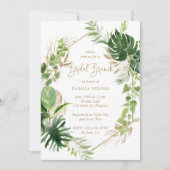 Tropische groenery Gold Geometric Bridal Brunch Kaart (Voorkant)