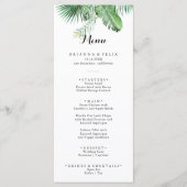 Tropische groenery-kalligrafie bestemming menu (Voorkant)