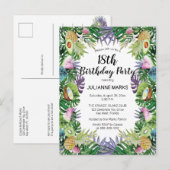 Tropische Groenery Summer 18th Birthday Party Uitnodiging Briefkaart (Voorkant / Achterkant)