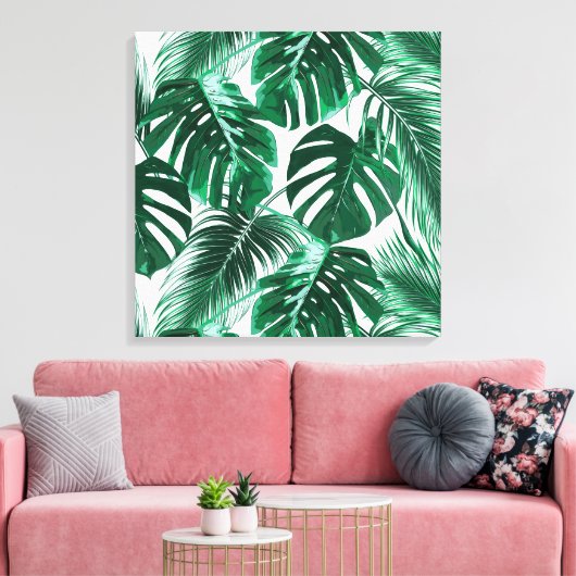 Tropische grote palmbladeren canvas afdruk (Insitu (Woonkamer))