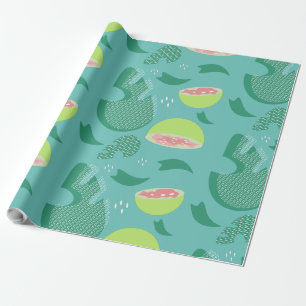 Tropische guavruit en roze roze Blauwgroen Cadeaupapier
