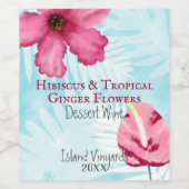 Tropische Gumdrop & Hibiscus Label Wijn Etiket (Enkel label)