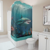 Tropische haai in ondiep water douchegordijn (In situ)