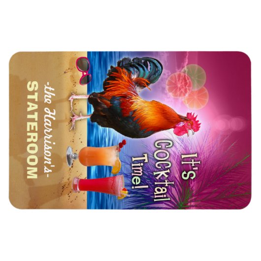 Tropische Haan Cocktail Grappige Cruise Stateroom  Magneet (Horizontaal)