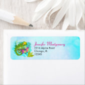 Tropische hagedis met bloemen etiket (Insitu)