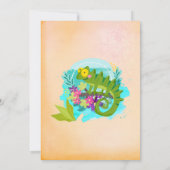 Tropische hagedis met bloemen Luau Verjaardag Uitn Kaart (Achterkant)