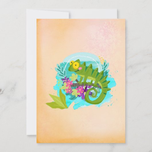 Tropische hagedis met bloemen Luau Verjaardag Uitn Kaart (Achterkant)