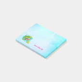 Tropische hagedis met bloemen op Turquoise Blue Post-it® Notes (Schuin)
